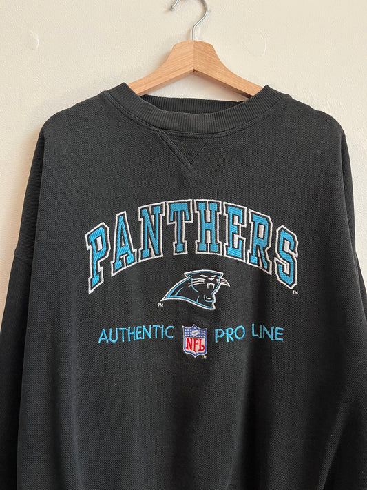 90s Carolina Panthers Logo Athletic Black Crewneck (XXL)