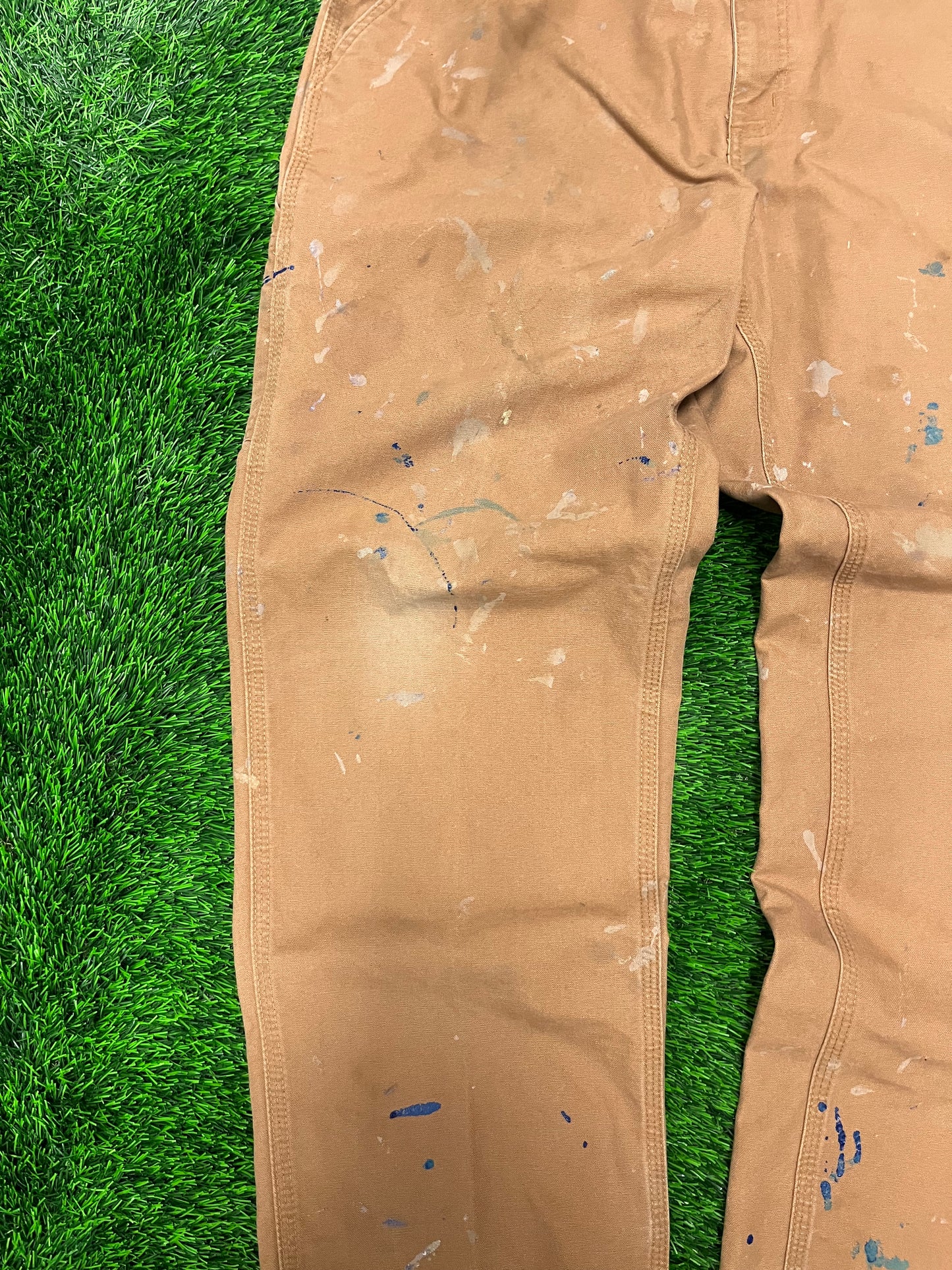 Carhartt Dark Tan Paint Splatter Workwear Pants (38 x 32)