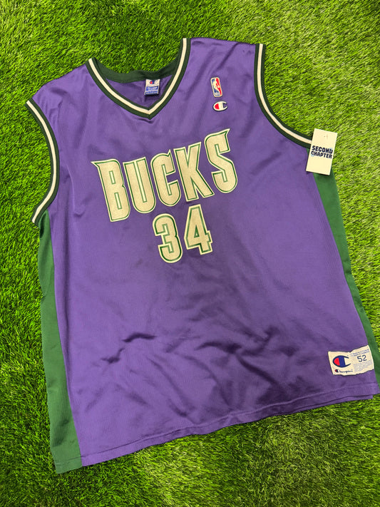 90s Milwaukee Bucks #34 Ray Allen Vintage Champion NBA Jersey (XXL)