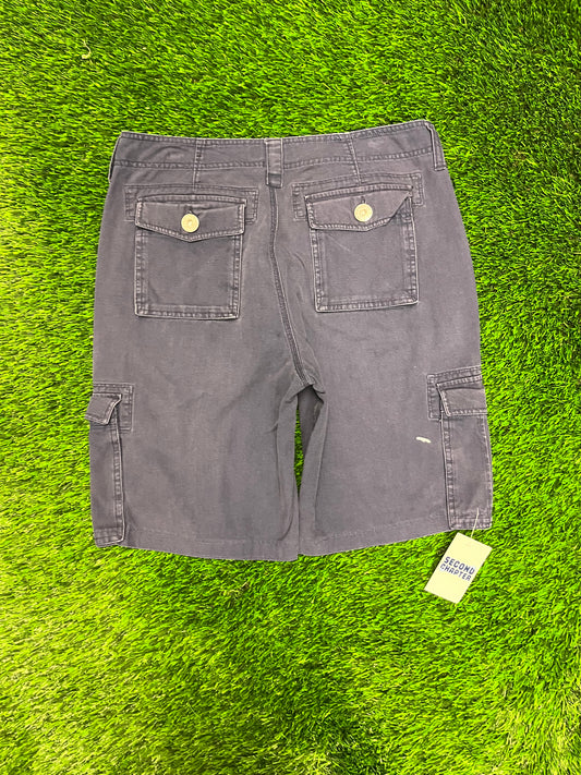 00s Guess Faded Navy Utility Cargo Vintage Y2K Baggy Shorts (34)