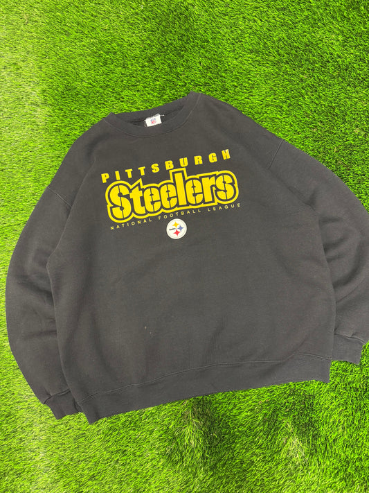 00s Pittsburgh Steelers NFL Black Crewneck (XXL)