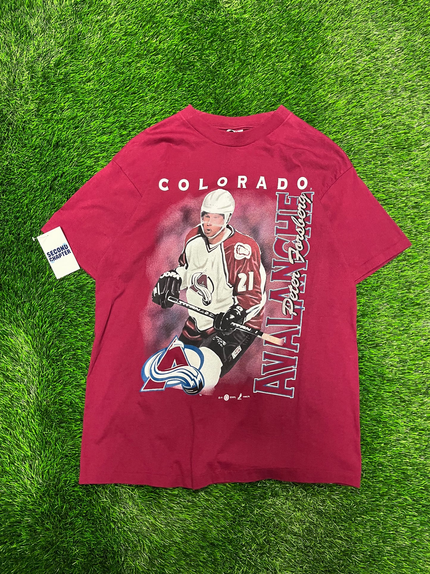 90s Colorado Avalanche Peter Forsberg Vintage NHL Tee (L)