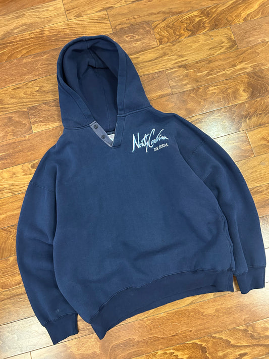 90s UNC Script Vintage Henley Hoodie (XL)