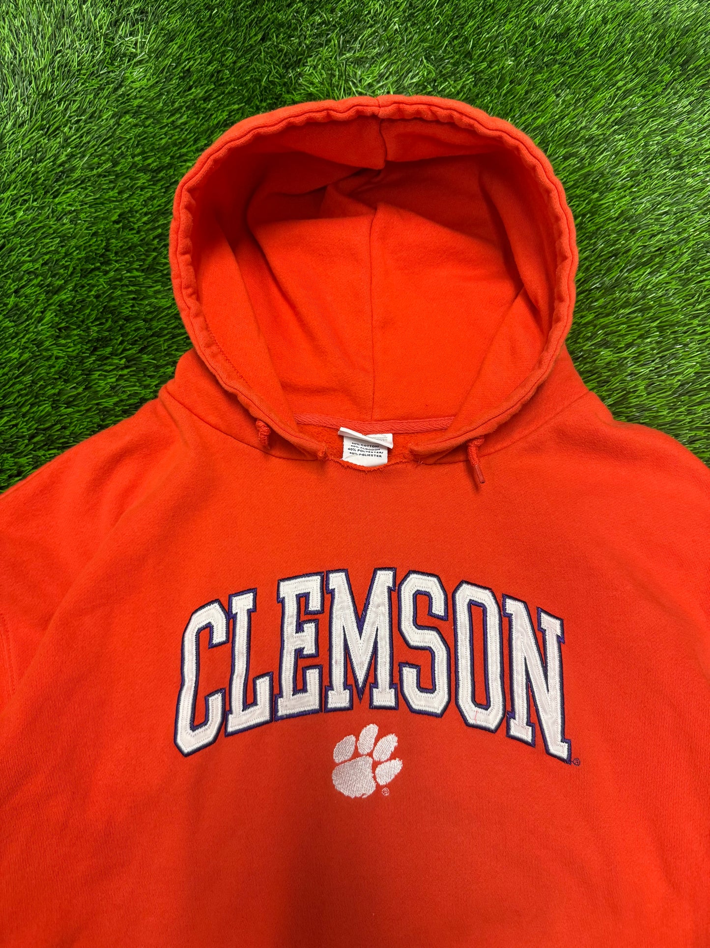 00s Clemson University Orange Vintage Embroidered Hoodie (XXL)