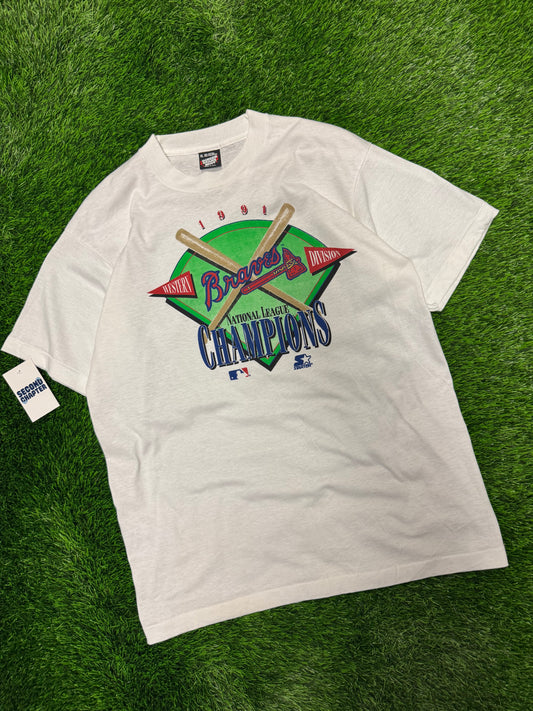 1991 Atlanta Braves Western Division Champions Vintage MLB Tee (XL)