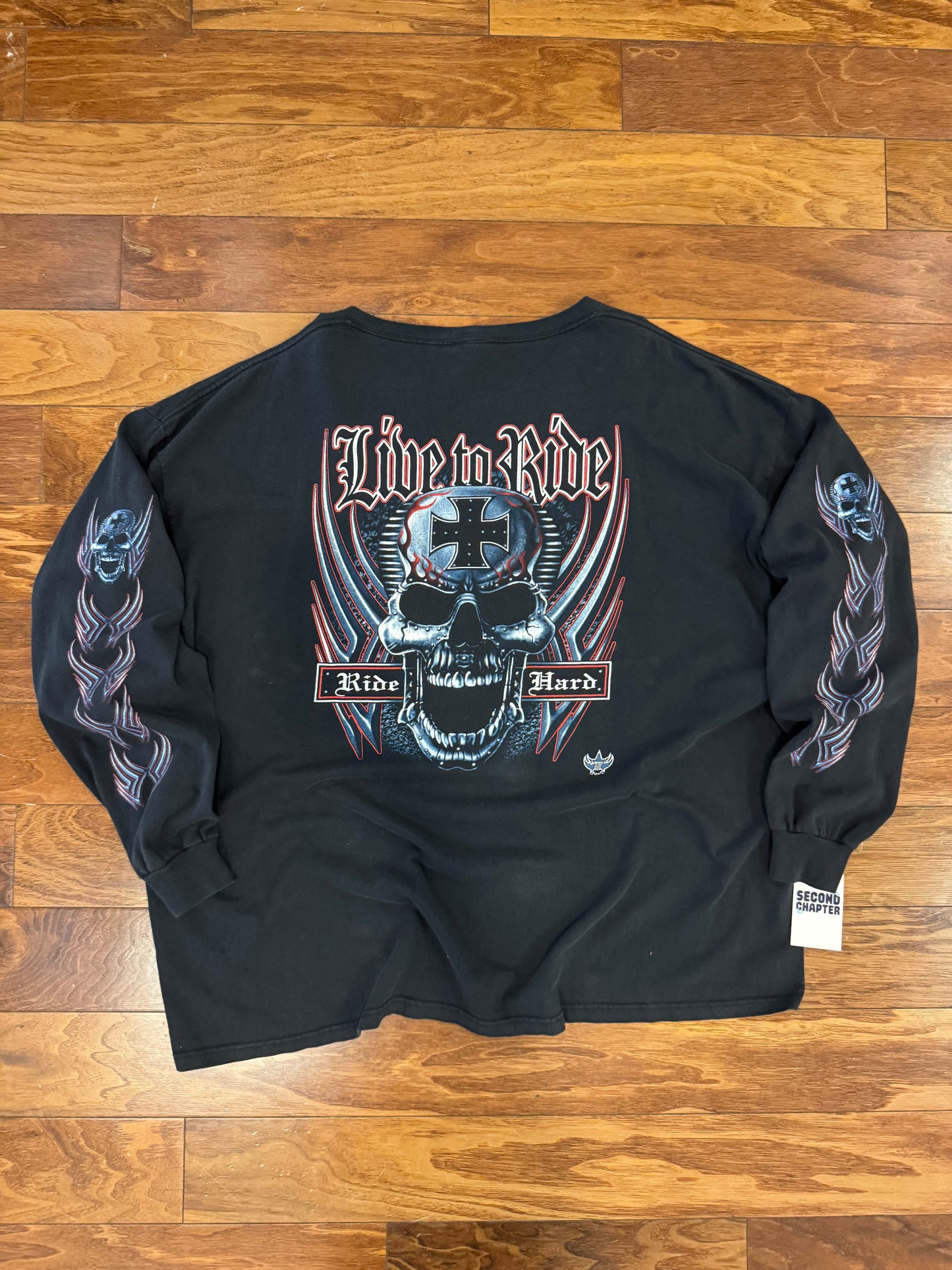00s Live To Ride Flames Graphic Long-Sleeve Shirt (XXL)
