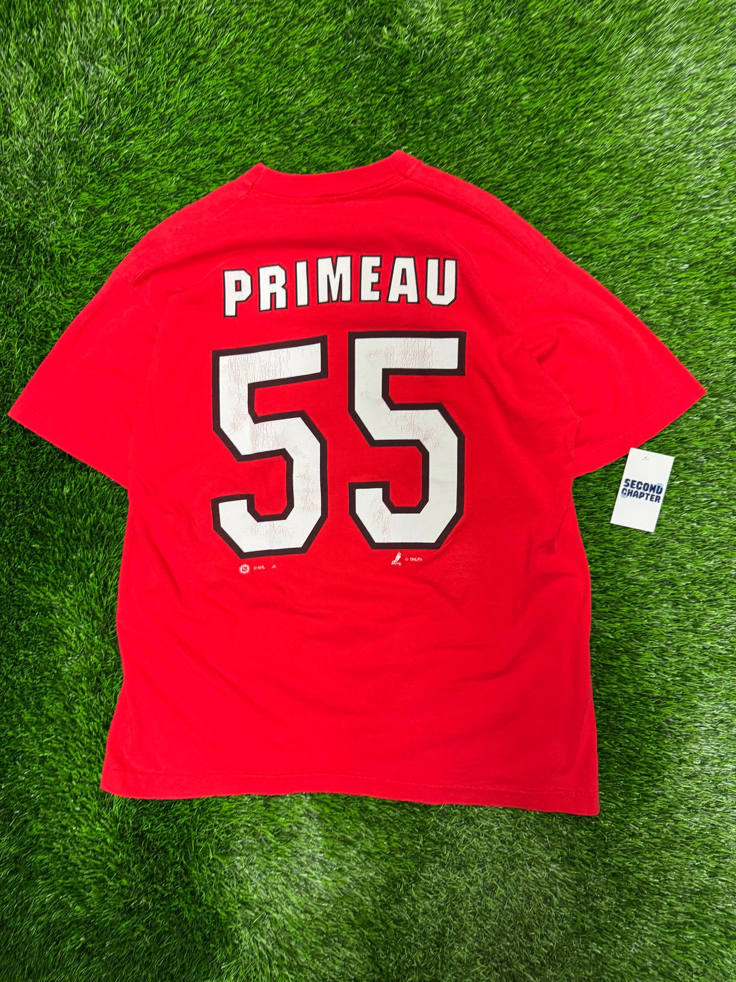 90s Carolina Hurricanes Primeau #55 Vintage Tee (XL)