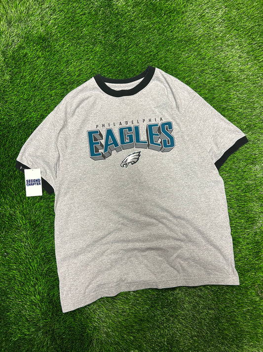 00s Philadelphia Eagles Reebok Grey Ringer Tee (L)