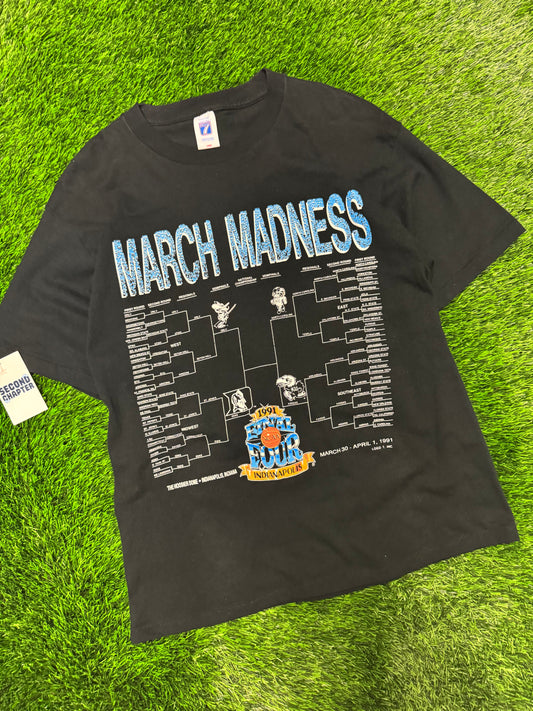 1991 NCAA March Madness Vintage Final Four (Duke, UNLV, Kansas, UNC) Indianapolis Tee (L)
