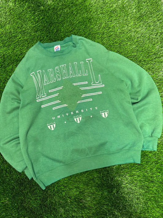 90s Marshall University Faded Green Vintage Crewneck (XL)
