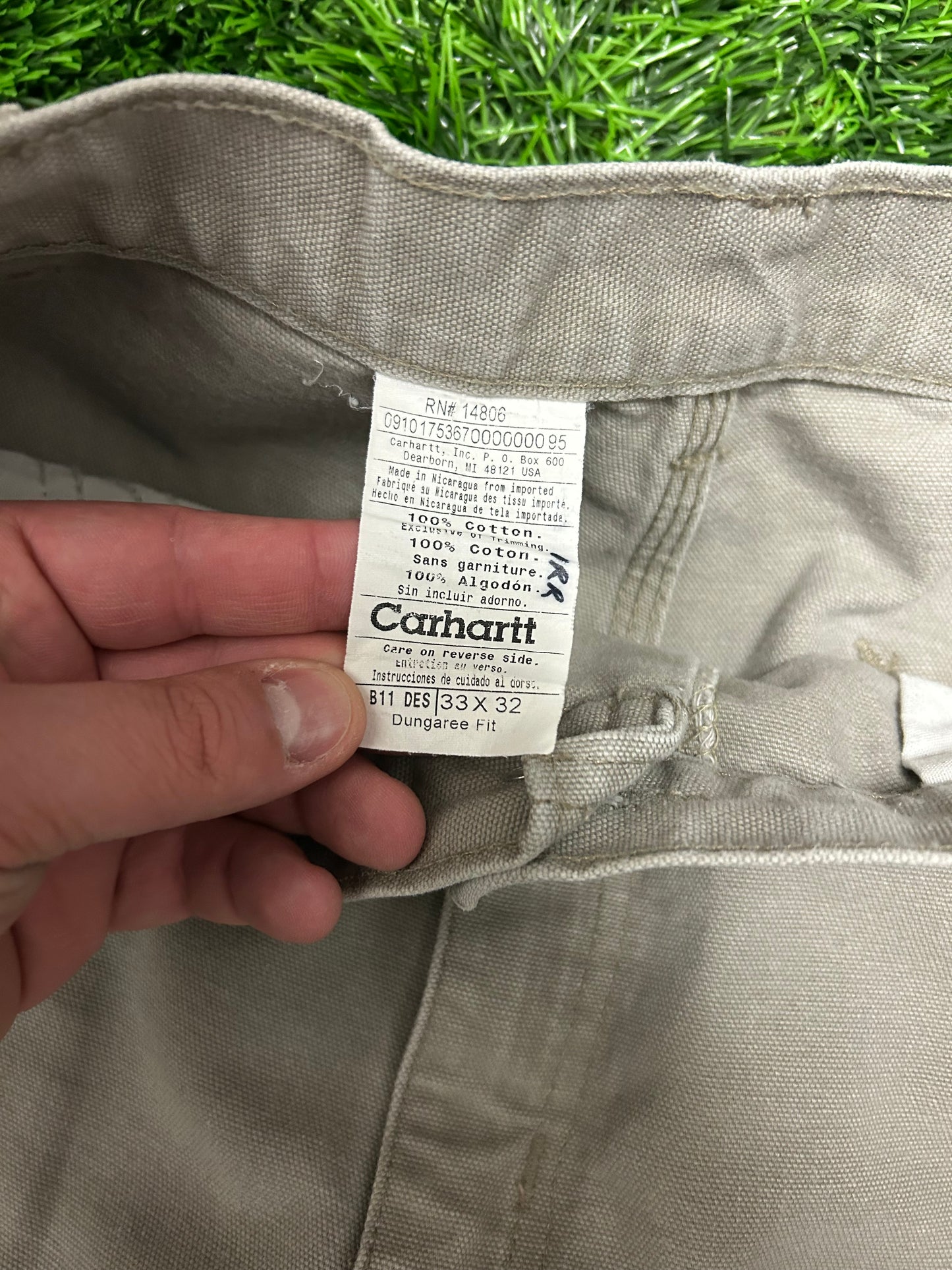 2010 Carhartt Beige Vintage Carpenter Workwear Pants (33 x 32)
