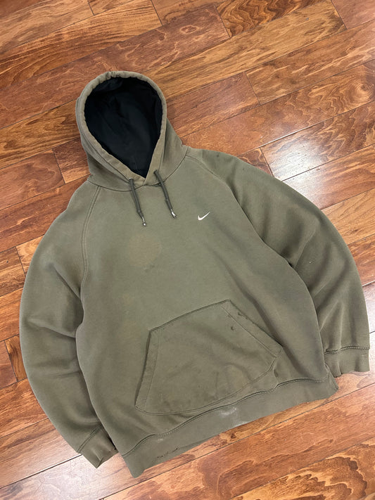 00s Nike Distressed Olive Green Hoodie (L)