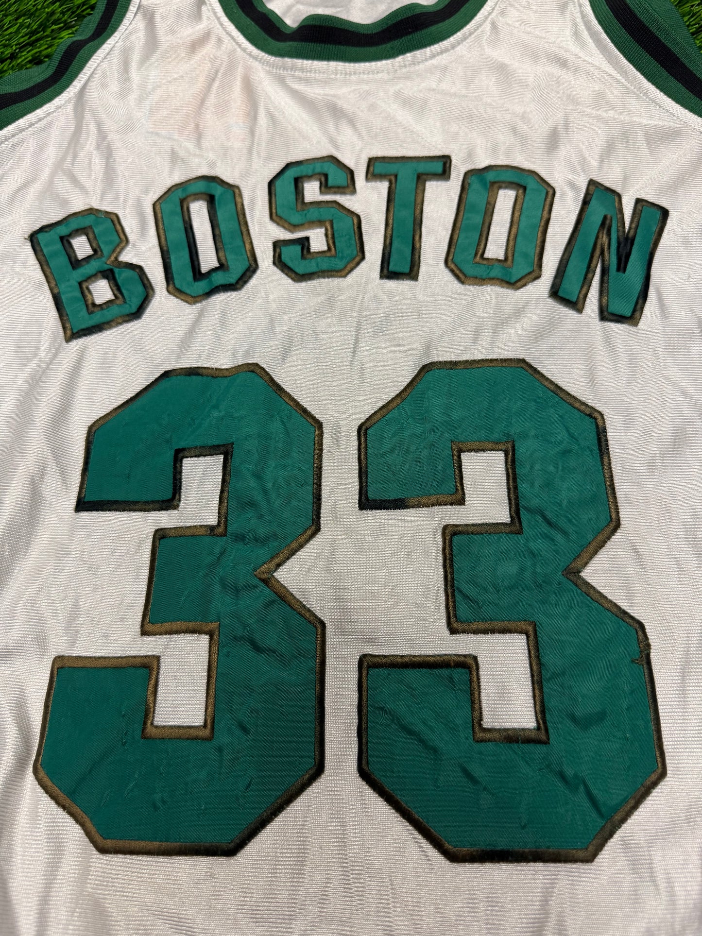 90s Boston Celtics Larry Bird #33 Embroidered Stek Sports Jersey (XL)