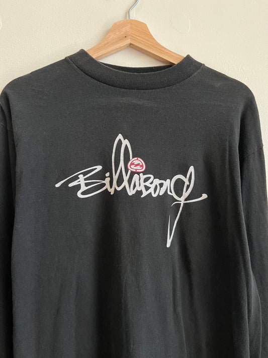 00s Billabong Black Spell Out Long Sleeve Shirt (M)