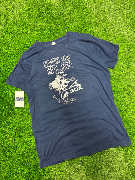80s White Sox Southside Hit Men Graphic Vintage Tee (L)