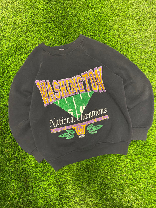 1991 University of Washington Huskies National Champions Vintage Crewneck (M)