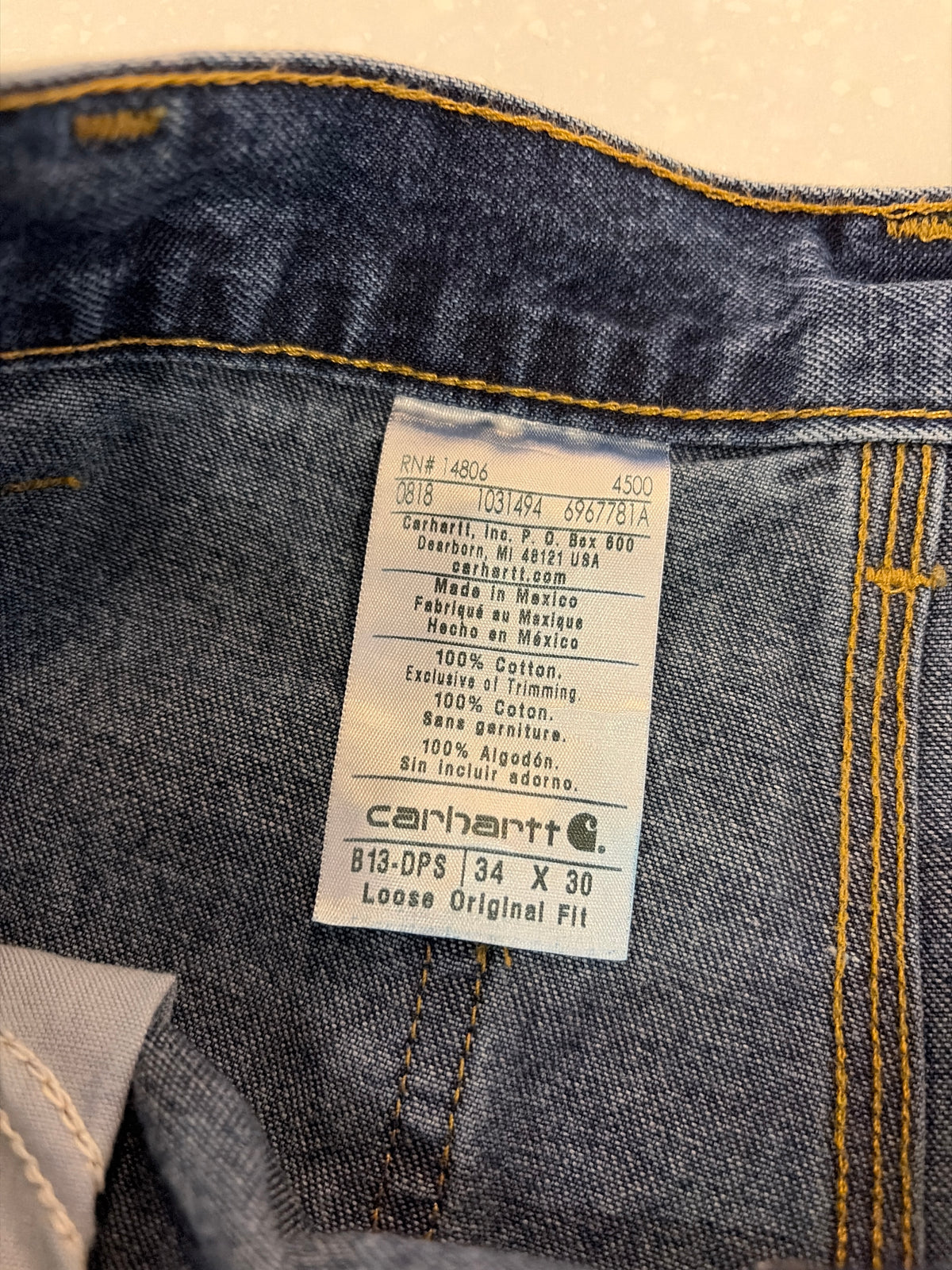 2018 Carhartt Dark Wash Carpenter Shorts (34)
