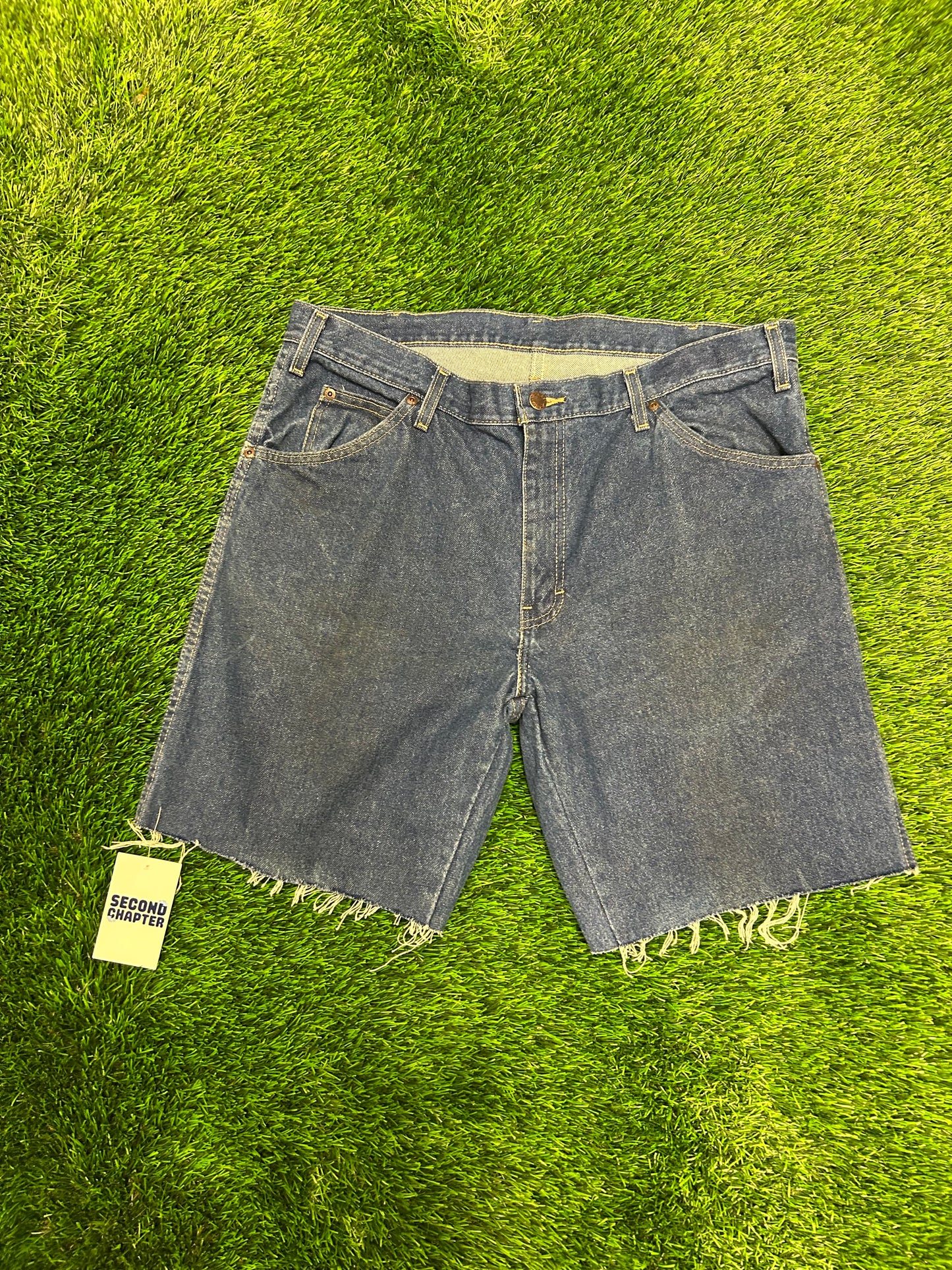Dickies Workwear Frayed Cut Off Jean Shorts (36)
