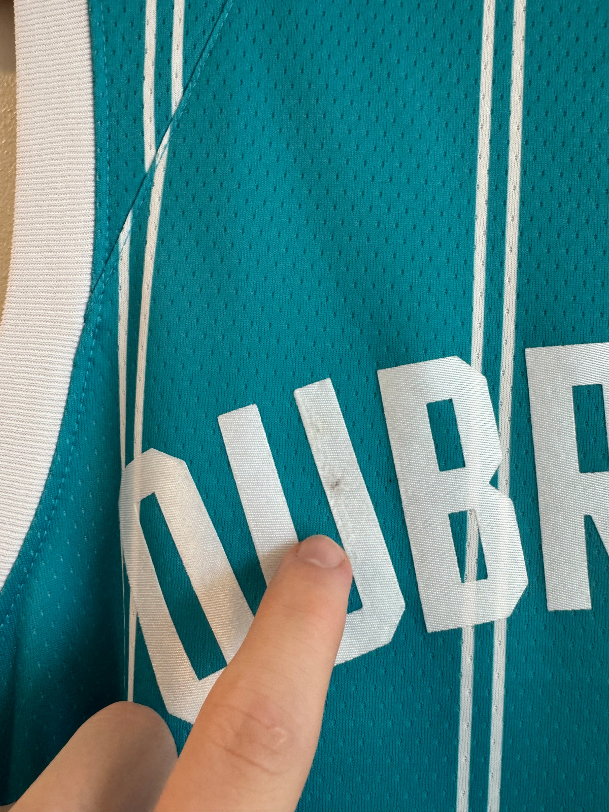 2020 Charlotte Hornets Kelly Oubre Jr. Teal Pinstripe Jordan Swingman Jersey (L)