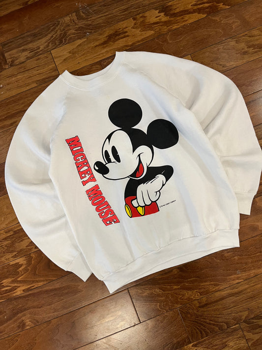 90s Mickey Mouse White Disney Crewneck (XL)