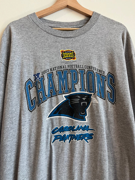 2003 Carolina Panthers NFC Champion Grey Long Sleeve Shirt (XL)