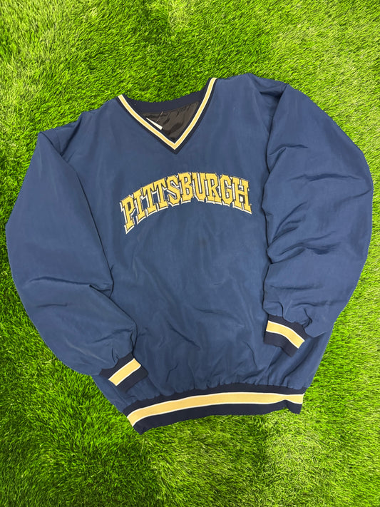 90s University of Pittsburgh Navy Spell Out Windbreaker (XXL)