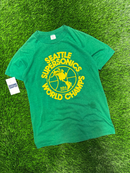 1979 Seattle Supersonics Spell Out True Vintage NBA Tee (S)