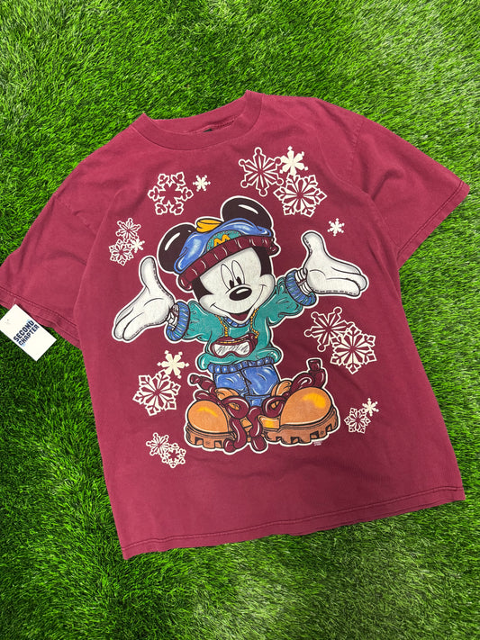 90s Mickey Snowflake Graphic Vintage Tee (XL)