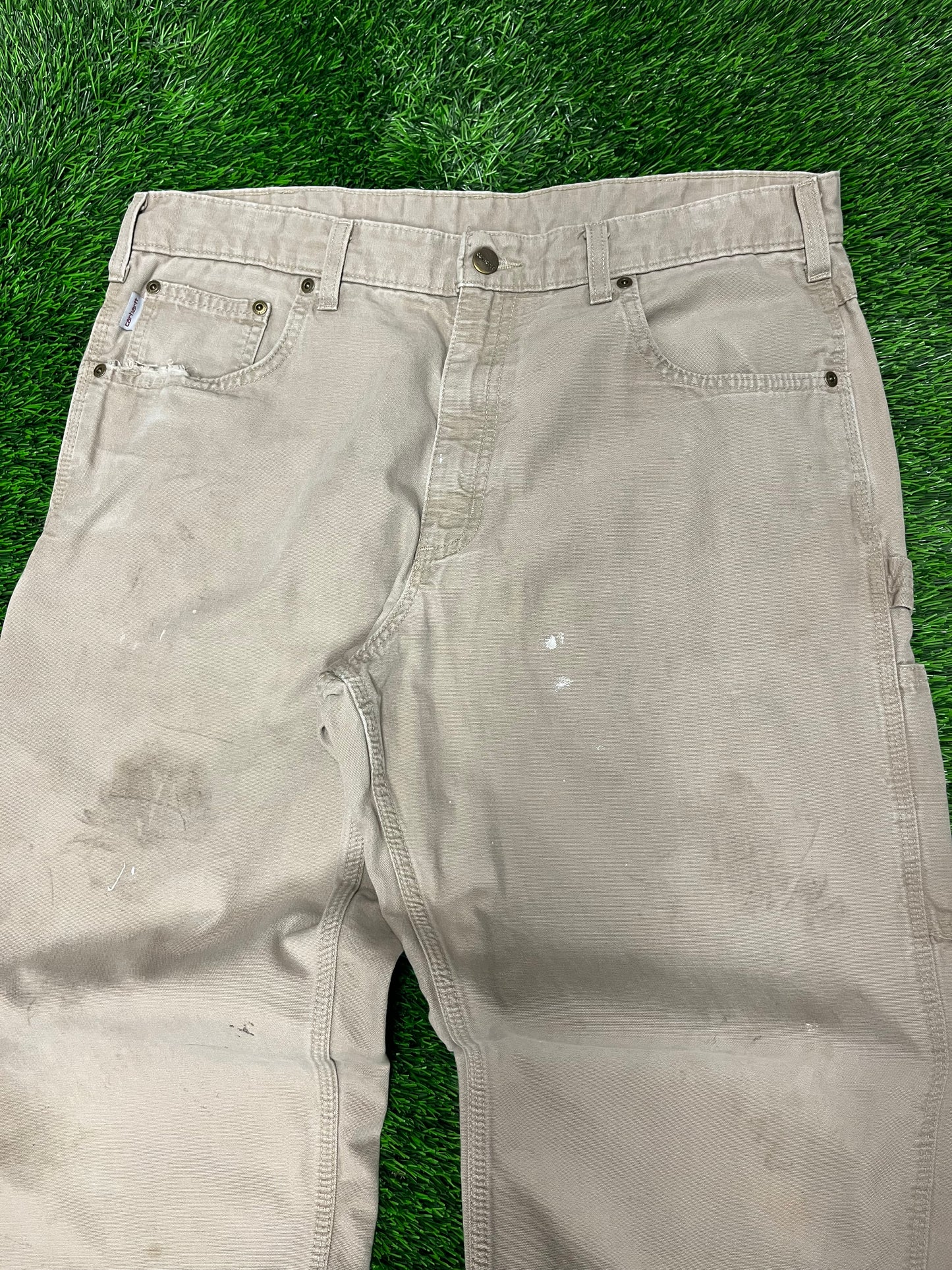 Carhartt Beige Carpenter Workwear Carpenter Pants (36 x 30)