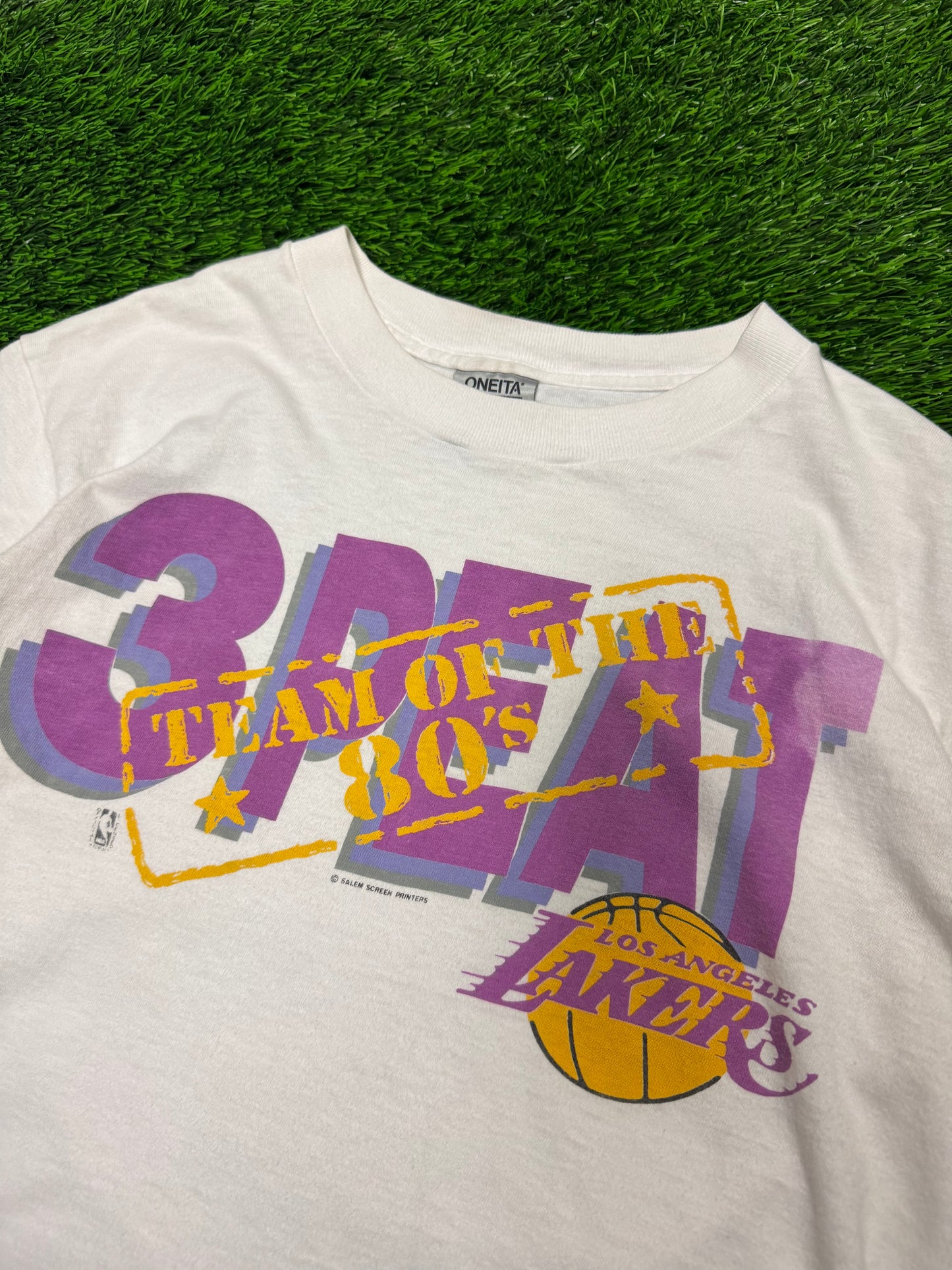 90s Los Angeles Lakers 3 Peat "Team of the 80s" Vintage NBA Tee (L)