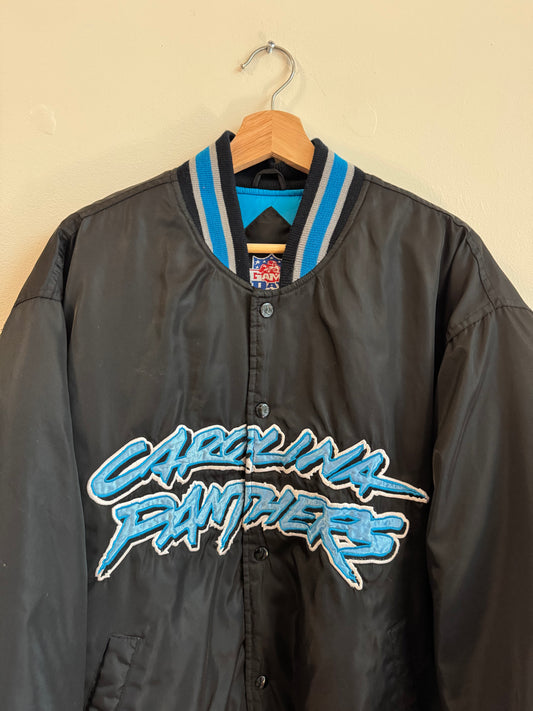 00s Carolina Panthers Cat Scratch Embroidered Game Day Jacket (M)