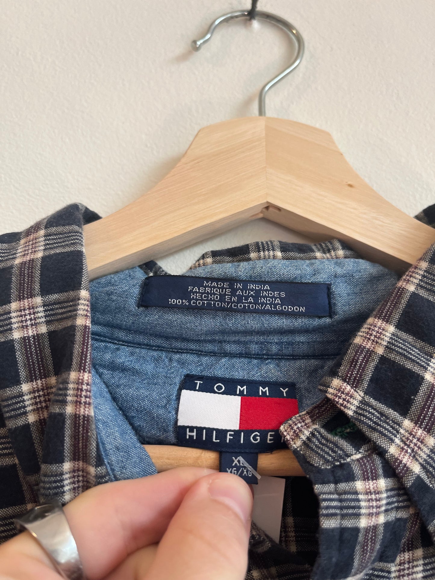 00s Tommy Hilfiger Plaid Essential Polo Flannel Shirt (XL)