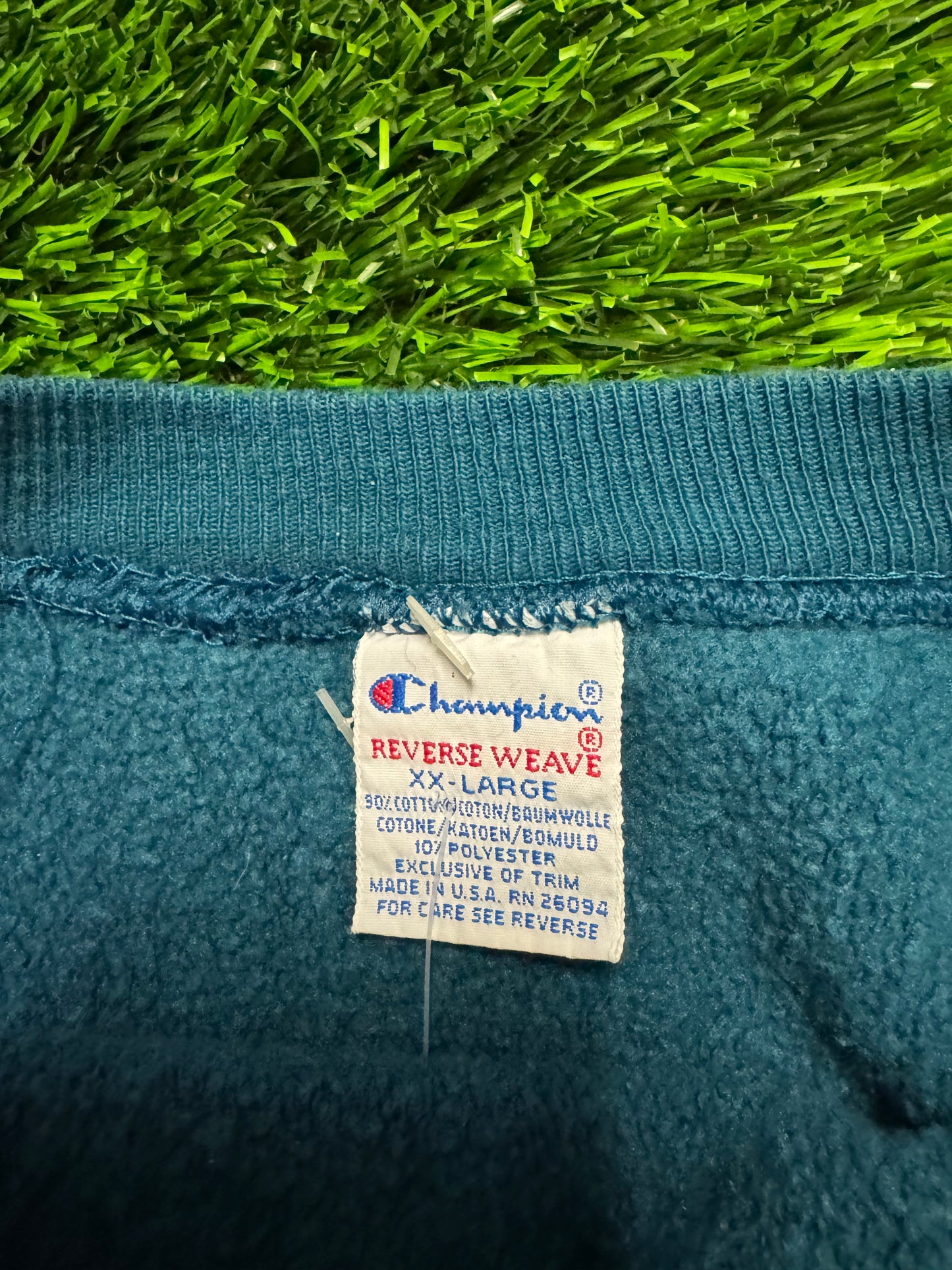 90s Champion Reverse Weave Vintage Teal Crewneck (XXL)