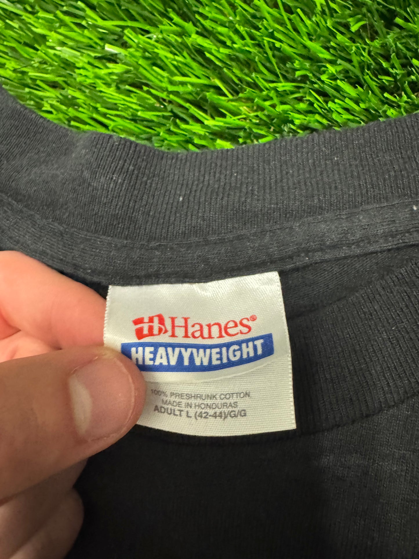 00s Carolina Panthers Hanes Spell Out Black Tee (L)