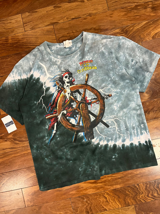 90s Pirates of the Caribbean Tie Dye Vintage Disney Grail Movie Promo Tee (XL)