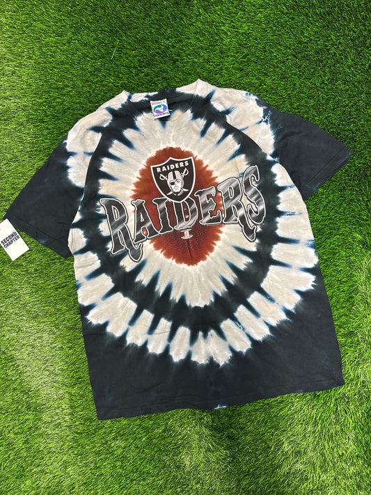 Vintage Oakland Raiders Liquid Blue Tie Dye Deadstock Tee (L)