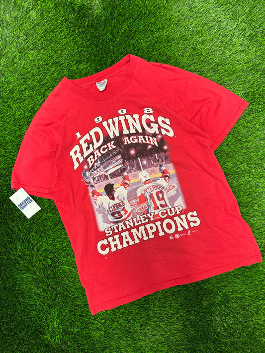 1998 Detroit Red Wings "Back Again" Stanley Cup Champions Vintage NHL Tee (L)