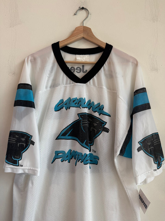 2005 Carolina Panthers Cat Scratch Spell Out Mesh Jersey (XL)