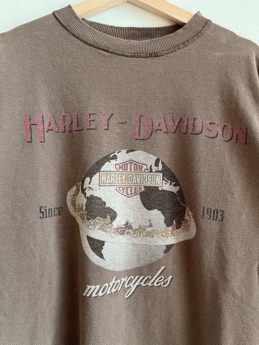 00s Harley Davidson Planet Woven Oversized Long Sleeve Shirt (M)