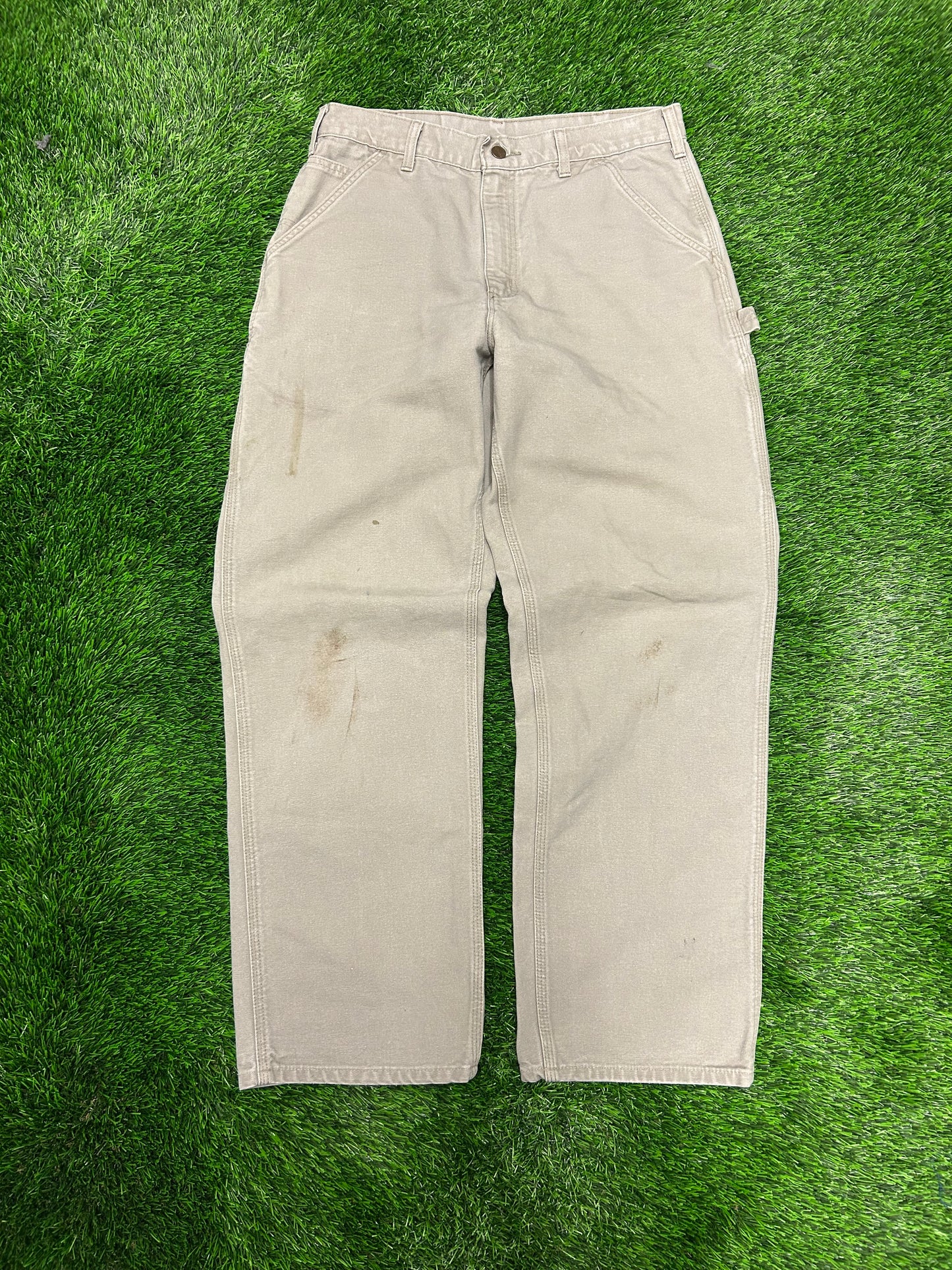 2010 Carhartt Beige Vintage Carpenter Workwear Pants (33 x 32)