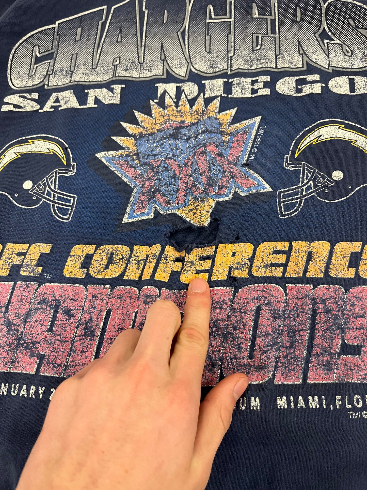 1994 San Diego Chargers Thrashed Faded Vintage Tee (XL)