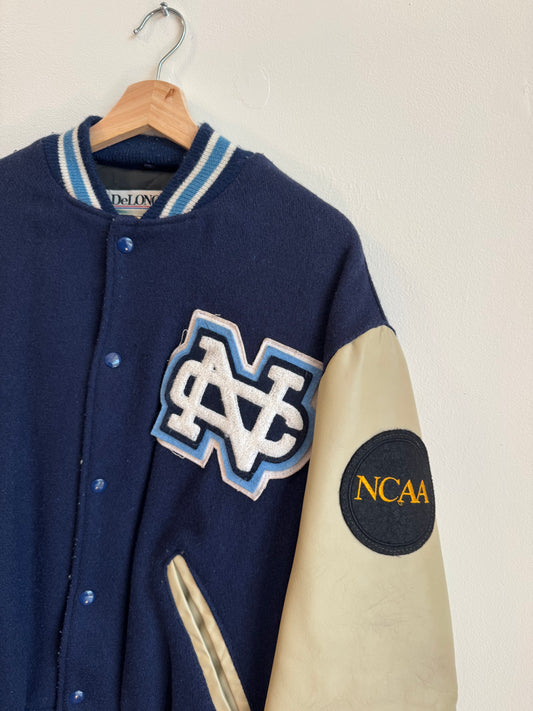 80s UNC DeLong True Vintage Embroidered Varsity Jacket (L)