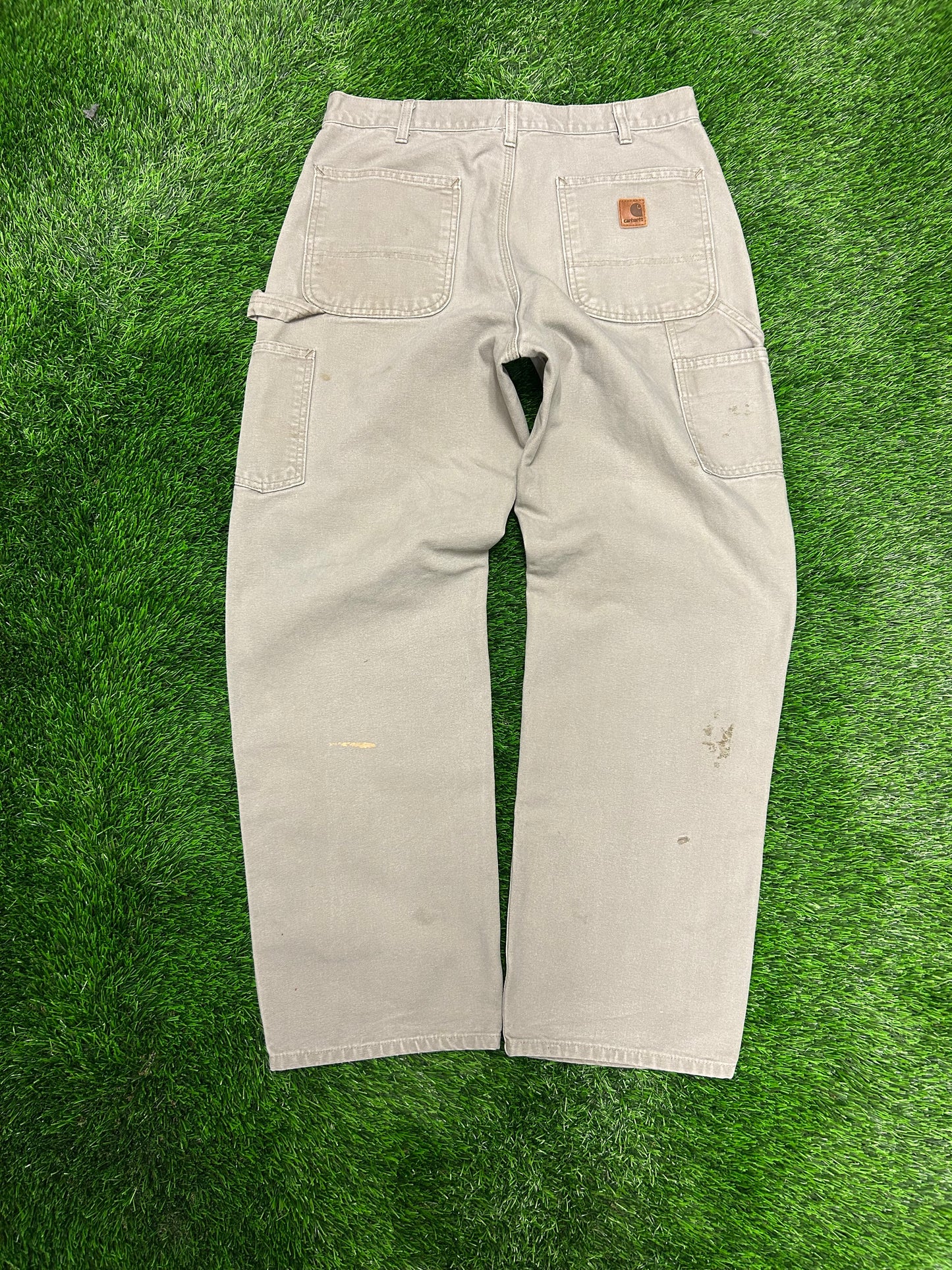 2010 Carhartt Beige Vintage Carpenter Workwear Pants (33 x 32)