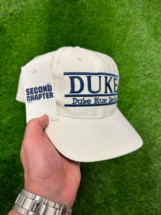 90s Duke University Blue Devils The Game White Vintage Snapback Hat (OS)