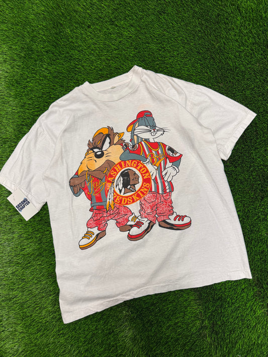 90s Washington Redskins Looney Tunes Taz & Bugs Tee (L)