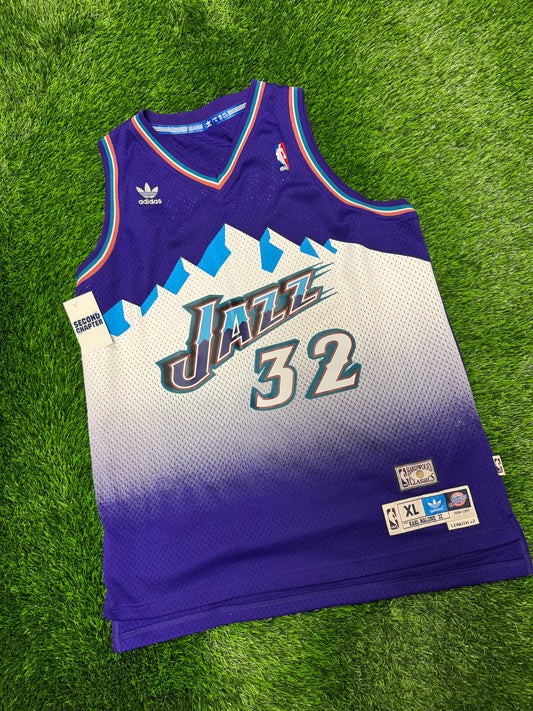 2016 Utah Jazz Karl Malone #32 Adidas Hardwood Classics Purple Mountain Jersey (XL)