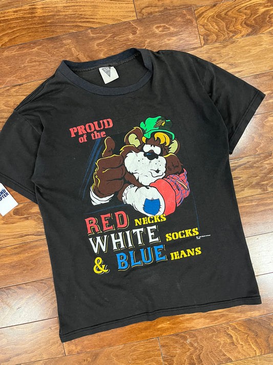 90s Proud of the Red White & Blue Graphic Tee (L)