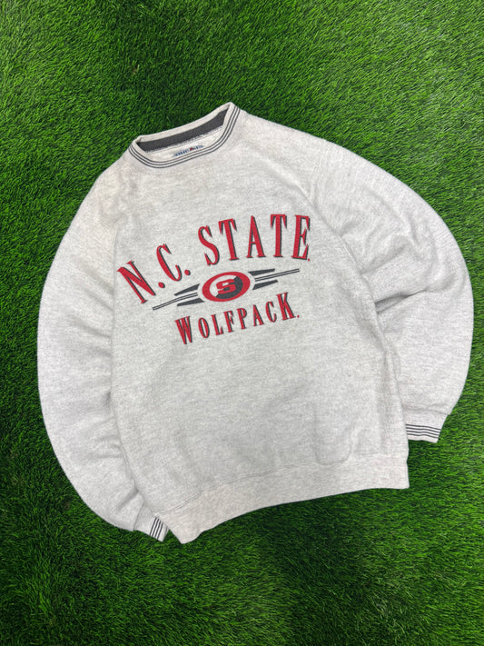 90s NC State University Wolfpack Fleece Spell Out Vintage Crewneck (S)