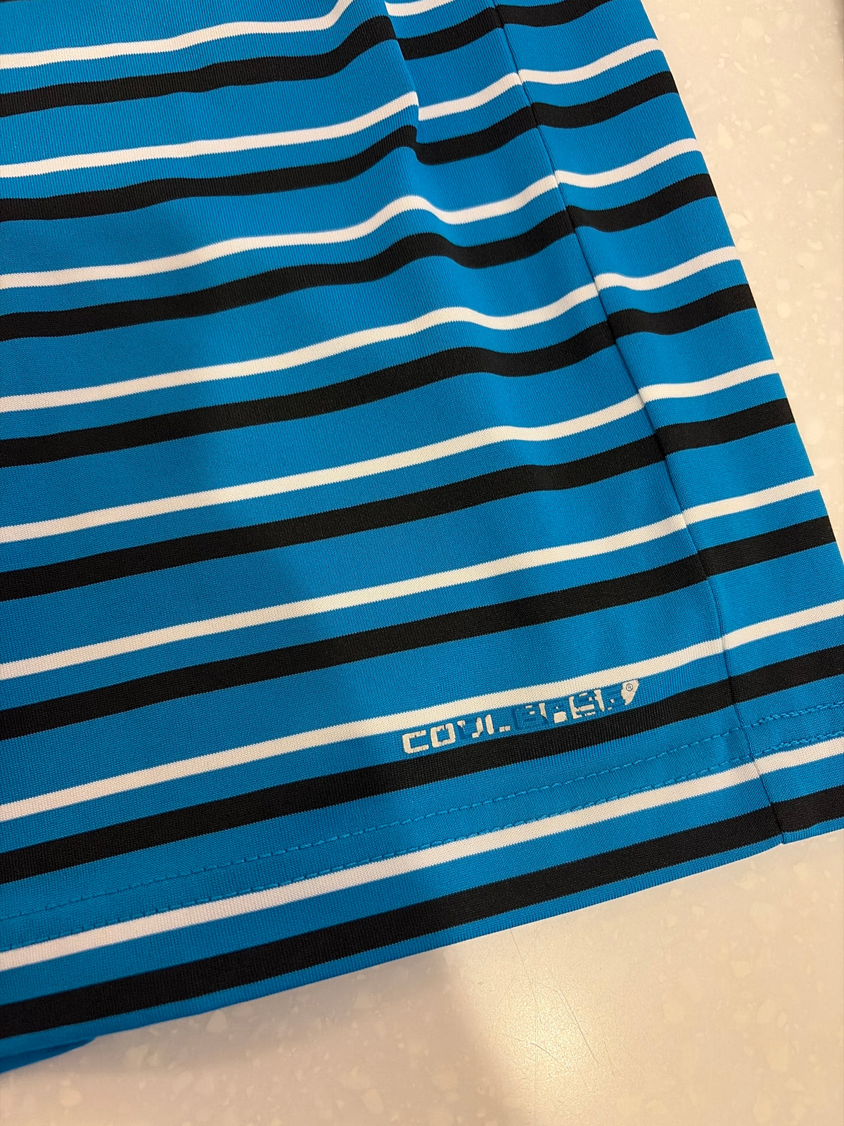 2010s Carolina Panthers Majestic Striped Golf Polo Shirt (L)