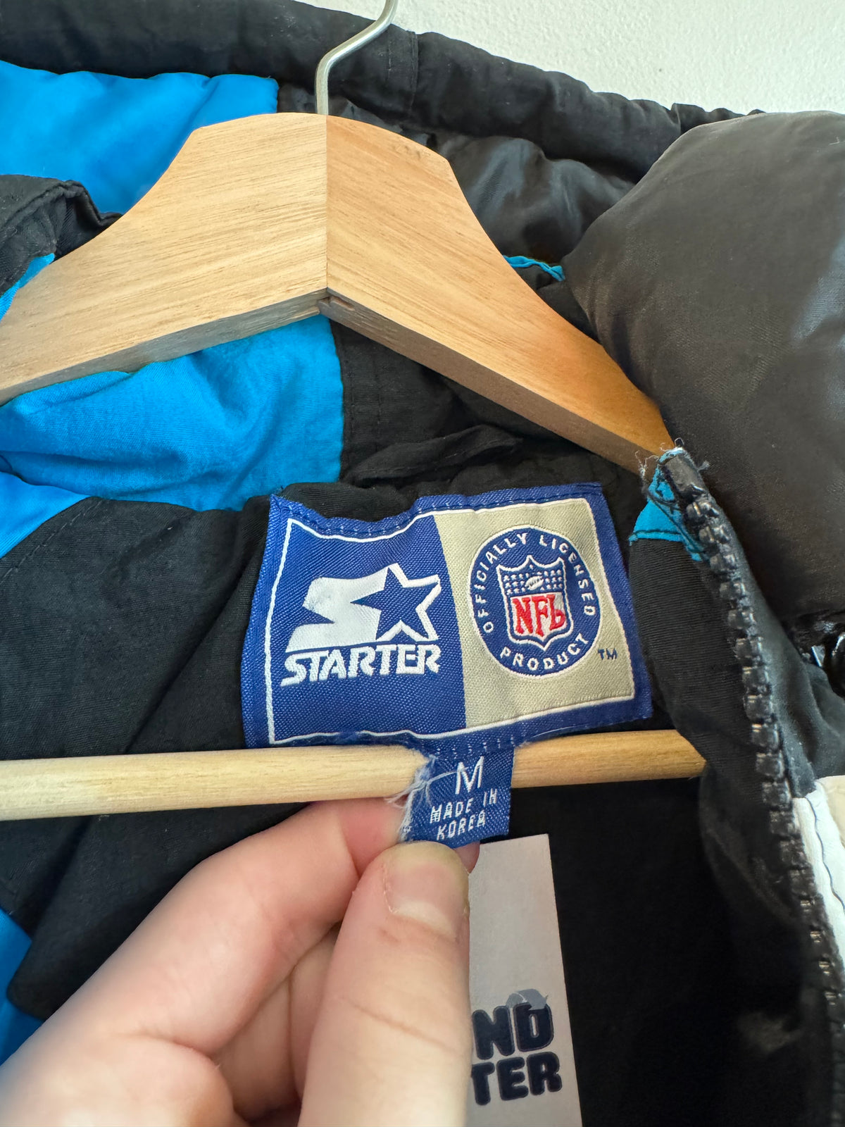 90s Carolina Panthers Black Starter Puffier Jacket (M)